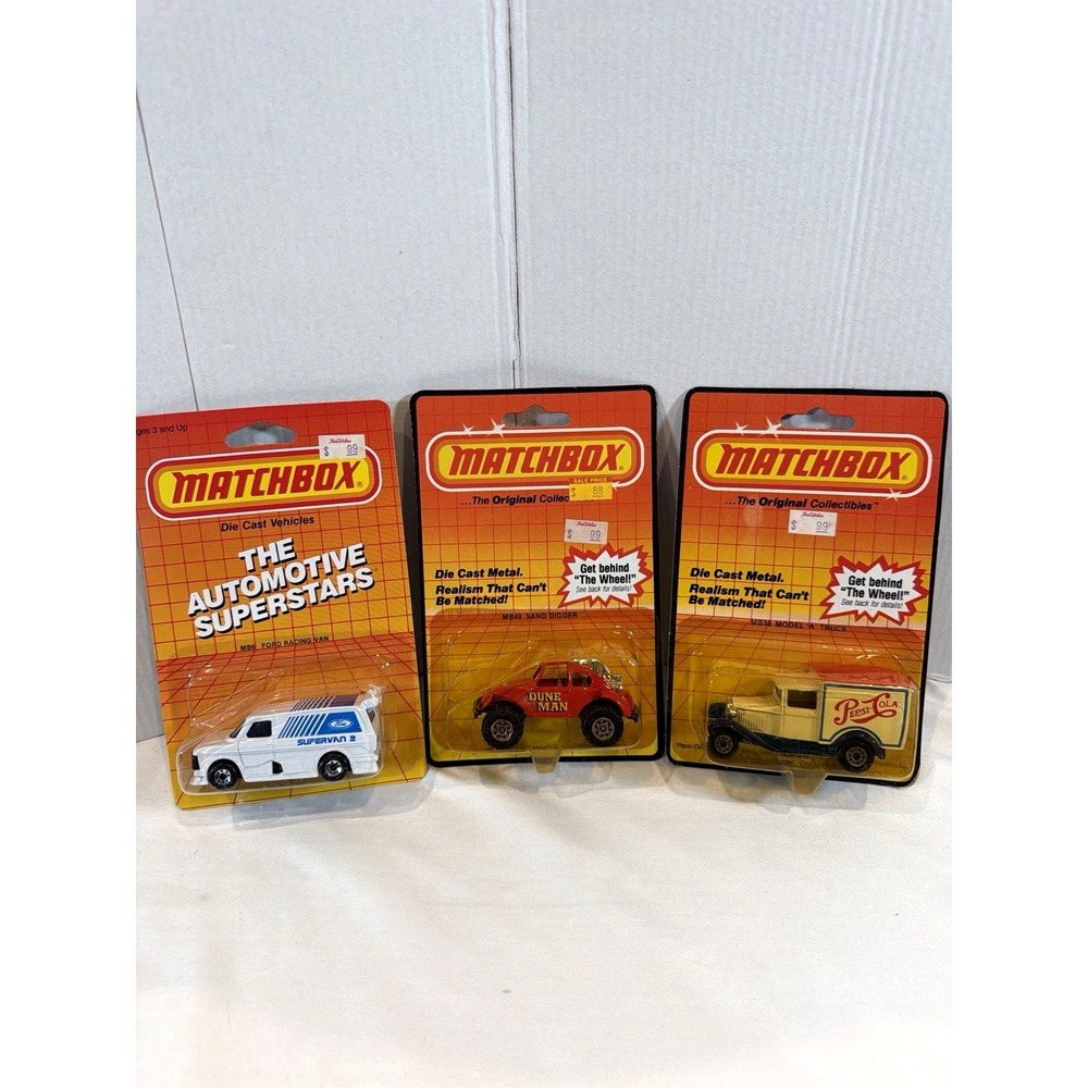 Vintage Matchbox Lot 3 Supervan II Dune Man Pepsi Truck Carded Diecast
